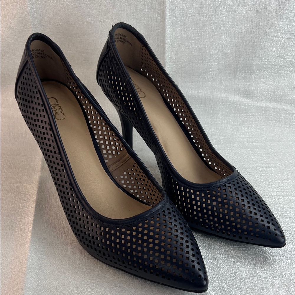 Cato, navy blue perforated high heels